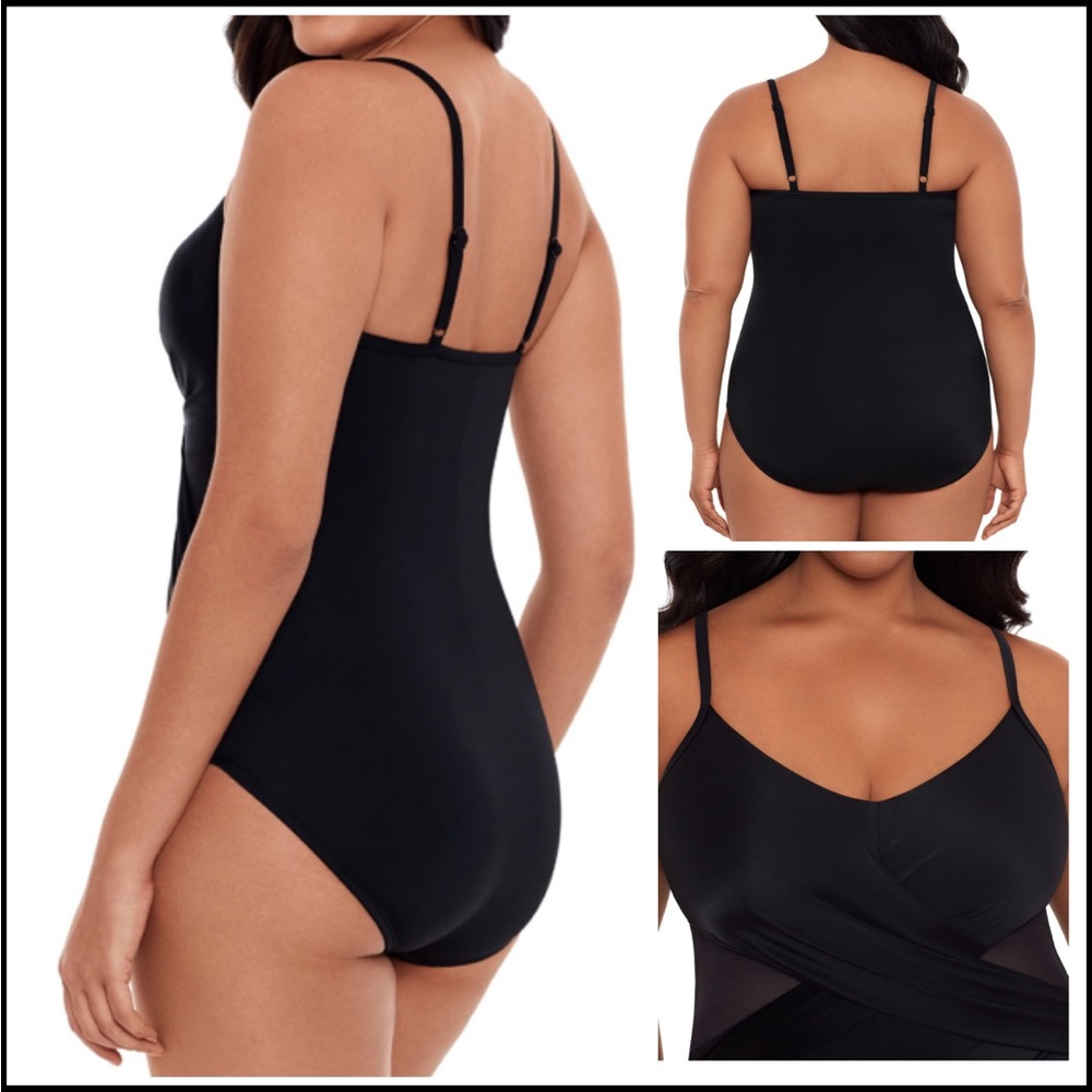 Embrace Your Curves by Miracle Brands Women's Plus Janelle 1-pc Black Swimsuit